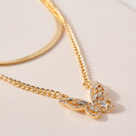 Layered Butterfly Pendant Chain Necklace