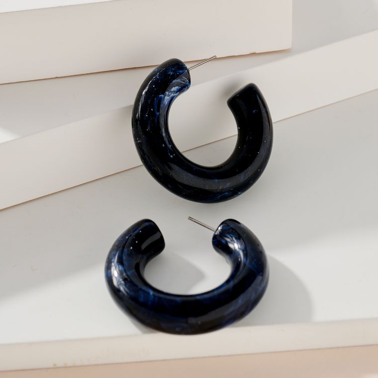 Chunky Acetate Hoop Earrings PURPLE