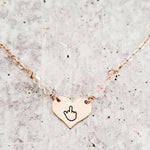 Middle Finger Heart Necklace with Austrian Crystals