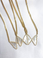 Cuban Chain Pearl Butterfly Necklace