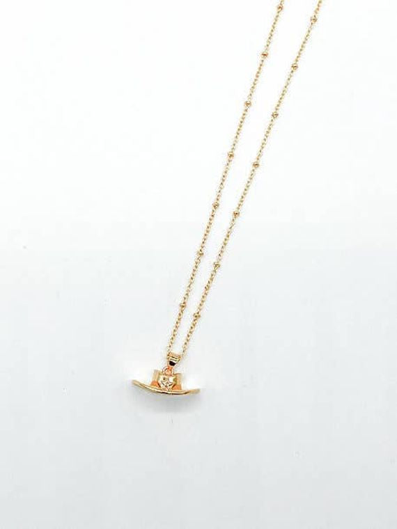 Dainty Cowboy Hat Necklace