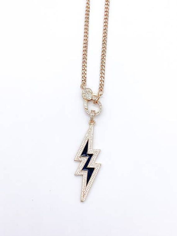 Neon Lightning Bolt Clasp Necklaces Baby Pink
