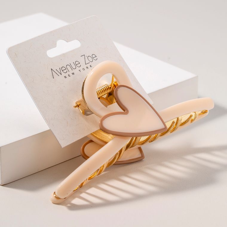Heart Deco Hair Claw-Cocoa