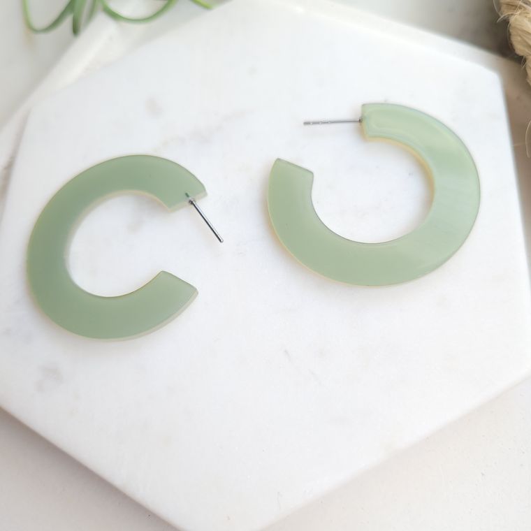 Eva Hoops - Jade / Acrylic Hoop Earrings