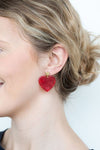 Lovely Heart  Earrings- Red / Acrylic + 18k Gold Plated