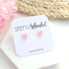 Hand Drawn Heart Studs- Pink / Acrylic Earrings