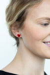 Hand Drawn Heart Studs - Red / Acrylic Earrings