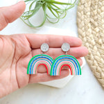Happy Day Rainbow - Classic Colors / Druzy + Acrylic Earrings