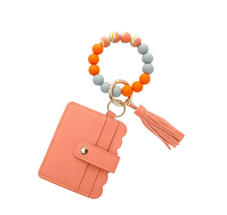 Wristlet Keychain Silicone Beaded Bracelet Tassel Wallet Card holder K Rolling Rack Boutique Wristlet Keychain Silicone Beaded Bracelet Tassel Wallet Card holder K Rolling Rack Boutique