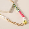 Smiley Face Pearl Chain Necklace