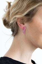 Cam Mini Hoops- Pink & Clear / Acrylic Hoop Earrings