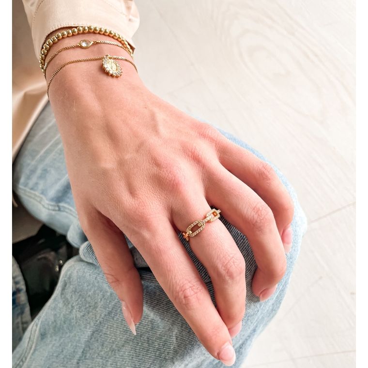 Gold Chain Link Adjustable Ring