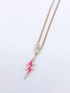 Neon Lightning Bolt Clasp Necklaces Baby Pink