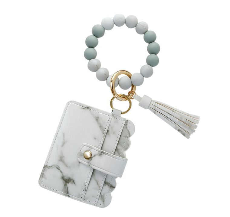 CALORVIA Keychain Wristlet Key Ring Bracelet Silicone Bangle Wallet Card  Chapstick Holder