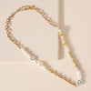 Smiley Face Pearl Chain Necklace