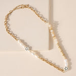 Smiley Face Pearl Chain Necklace