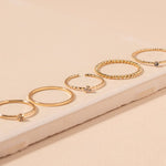 Set of 5 Textured Rhinestone Rings