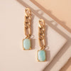 Chain and Stone Dangling Earrings