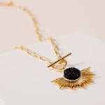 Sun Burst Druzy Pendant Chain Necklace
