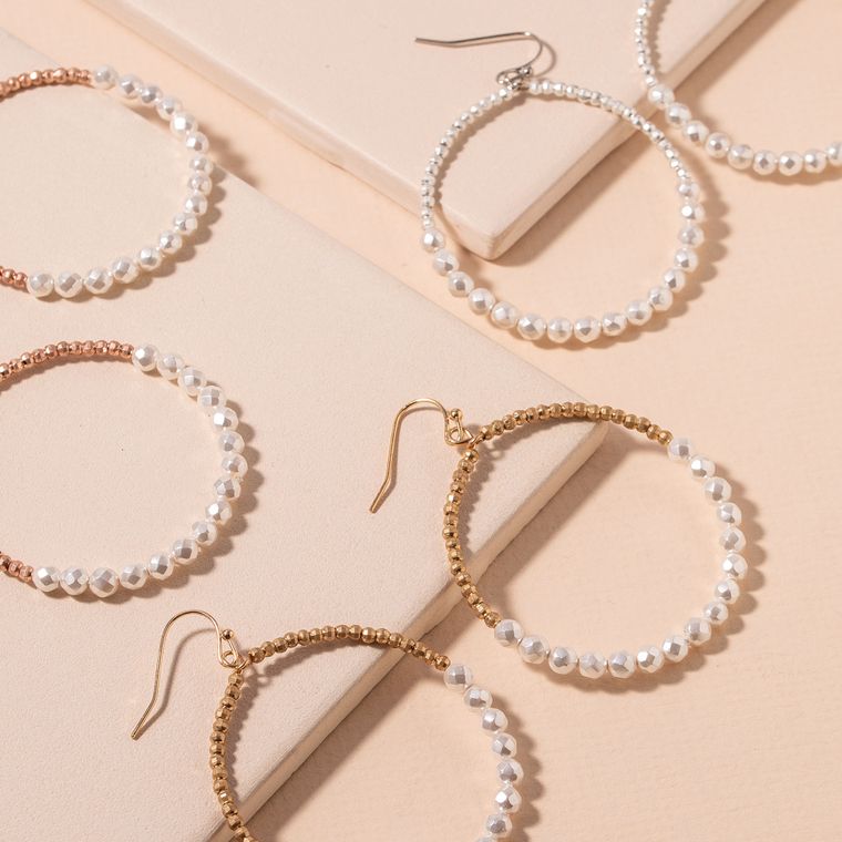 Glass Beaded Hoop Dangling Earrings