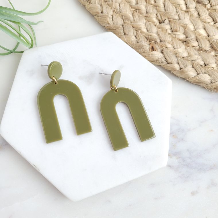 Archie - Olive/ Acrylic Earrings