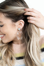 Sloan - Silver Flake / Druzy + Acrylic Earrings