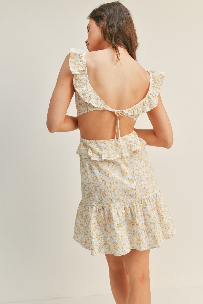 Yellow Floral Cut Out Sundress