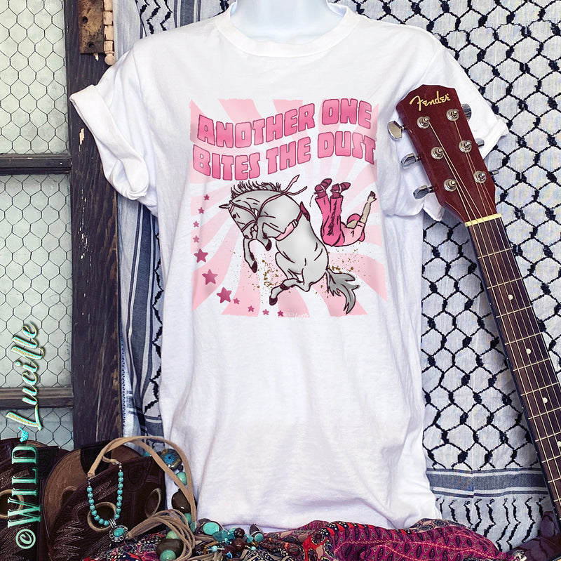 Another One Bites the Dust-White/Pink Graphic