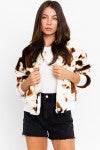 Ivory Brown Faux Fur Jacket