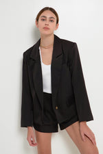 One Button Satin Blazer